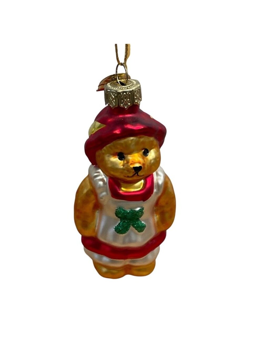 Vintage Thomas Pacconi Teddy Bear Christmas Ornament Blown Glass 2002 Red Hat